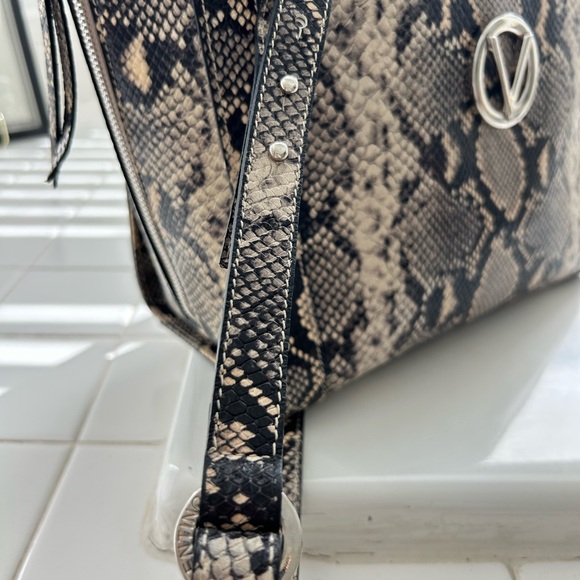 Valentino Black and Cream Python Pattern Tote - Picture 4 of 13